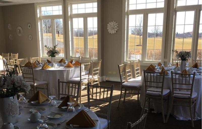 Garden room set for shower with chiavari chairs