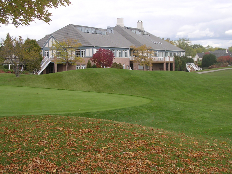 Back view of clubhouse near hole 11 tee box